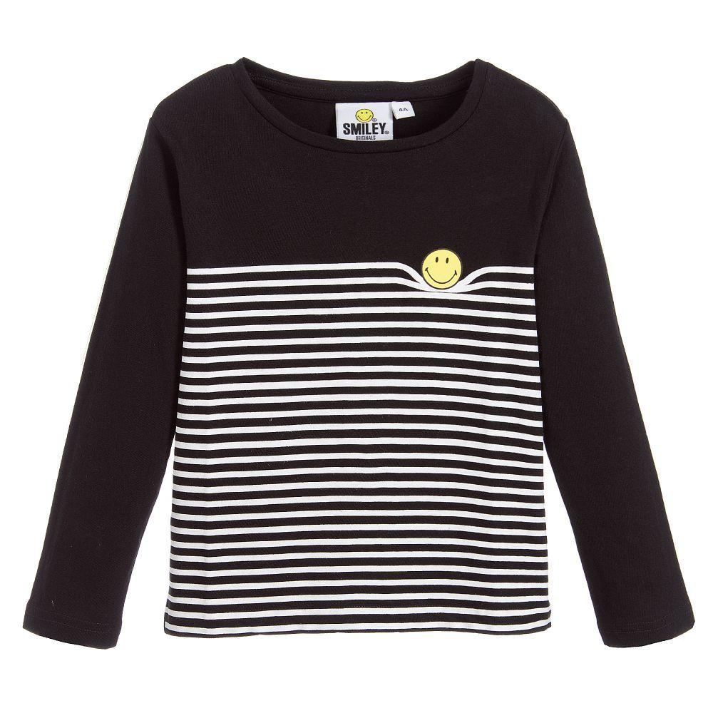 Black Striped Logo - Smiley Originals - Black Striped Logo Top | Childrensalon