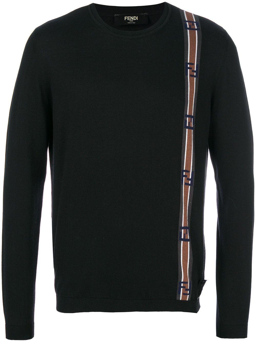 Black Striped Logo - Fendi Striped Logo Knit FZZ363.A2DX - F0QA1 BLACK | Spinnaker Boutique