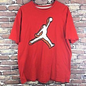 Red Jumpman Logo - Nike Air Jordan T Shirt XL Red Jumpman Lg Logo White Black Outline ...