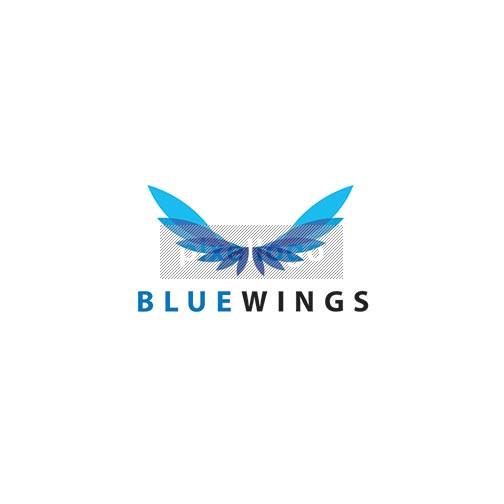Wings as Logo - Blue Wings logo - Blue Eagle wings spread out | Pixellogo