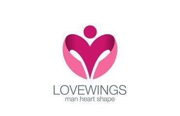 Wings as Logo - Man Wings as Heart shape Logo design vector template | logo ...