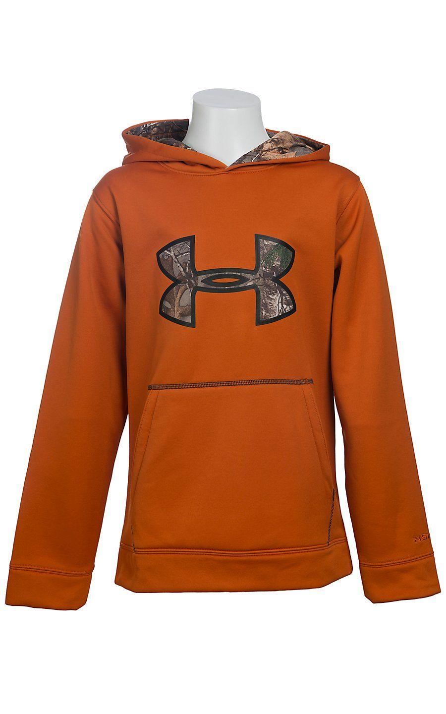 Orange Under Armour Camo Logo - Under Armour Boys' Orange with Camo Logo UA Storm Armour Fleece