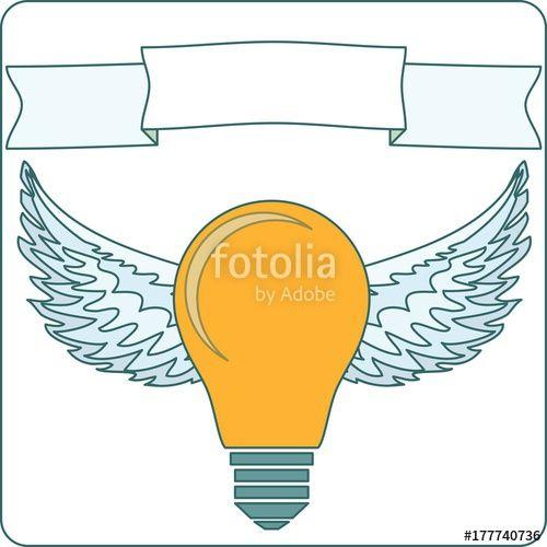 Wings as Logo - Icon light bulb lamp with wings, as emblem or logo, Stock Vector