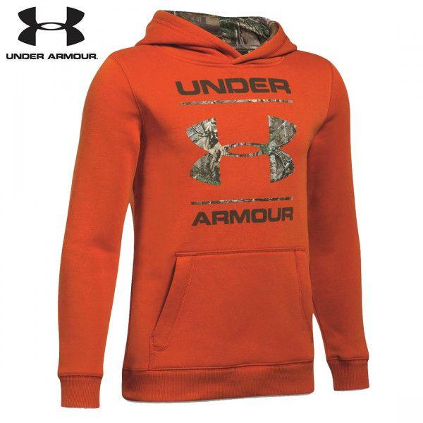 Orange Under Armour Camo Logo - Under Armour Rival Camo Fill Hoodie - Dark Orange/Ridge Reaper Snow ...
