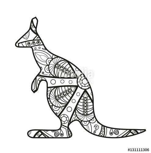 Black and White Kangaroo Logo - Vector illustration of a black and white kangaroo mandala for ...
