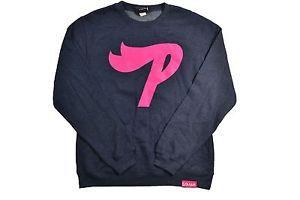 Pink Dolphin P Logo - Details about Pink Dolphin P LOGO Navy Heather Pink Screenprint Crewneck Men's Sweatshirt