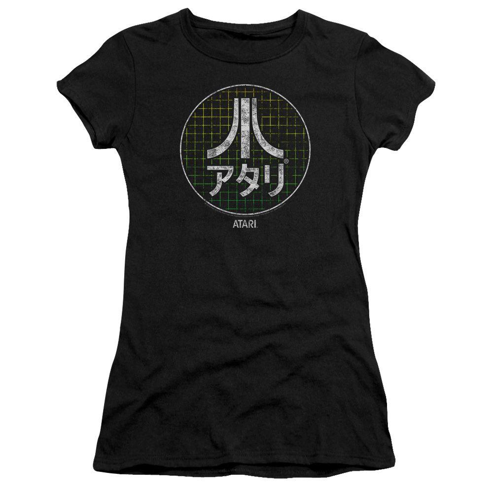 Japanese MP Logo - Atari Japanese Letters & Logo On Grid Design Juniors Sheer T Shirt Tee