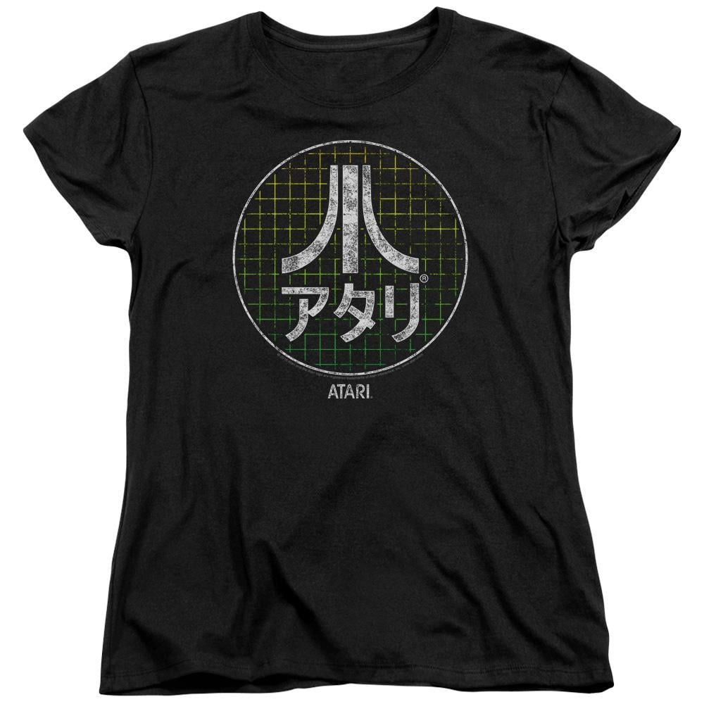 Japanese MP Logo - A&E Designs Atari Womens T Shirt Japanese Grid Logo Black Tee