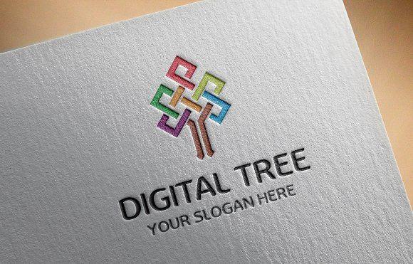 Grey Digital Logo - Digital Tree Logo Template ~ Logo Templates ~ Creative Market