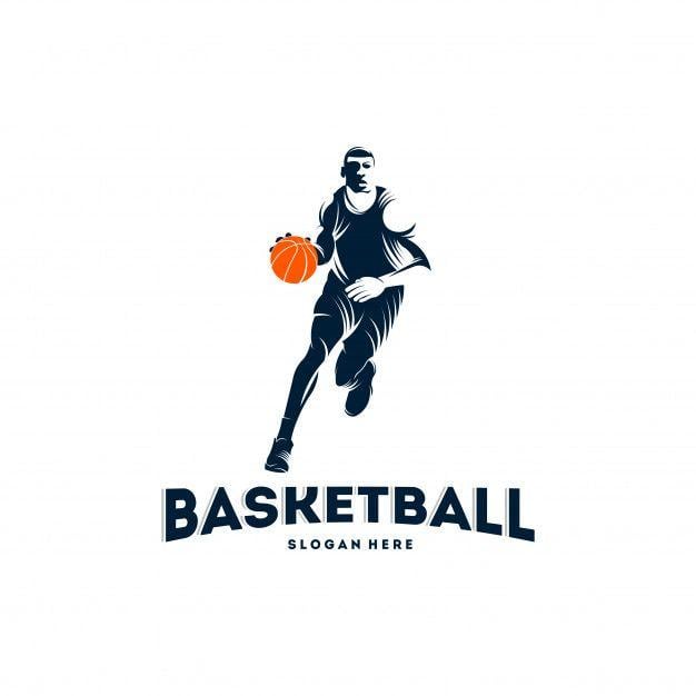 Basketball Player Logo - Dribbling basketball player logo template Vector