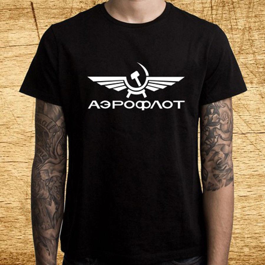 Black Airline Logo - New Aeroflot Airline Logo Men's Black T-Shirt Size S-3XL