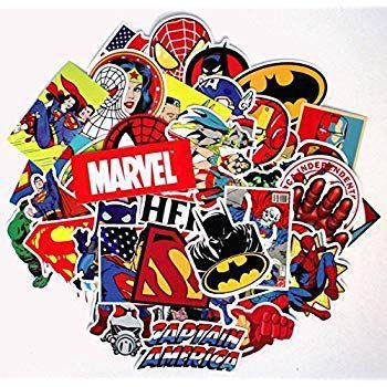 Marvel Character Logo - Superheroes Assorted Stickers Set of 50 Various