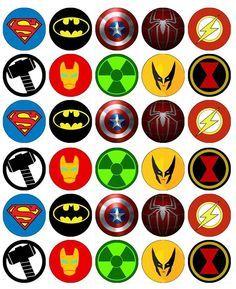 Marvel Character Logo - 12 Round 50mm Superhero Logo Edible Wafer Paper Cake Toppers | Super ...