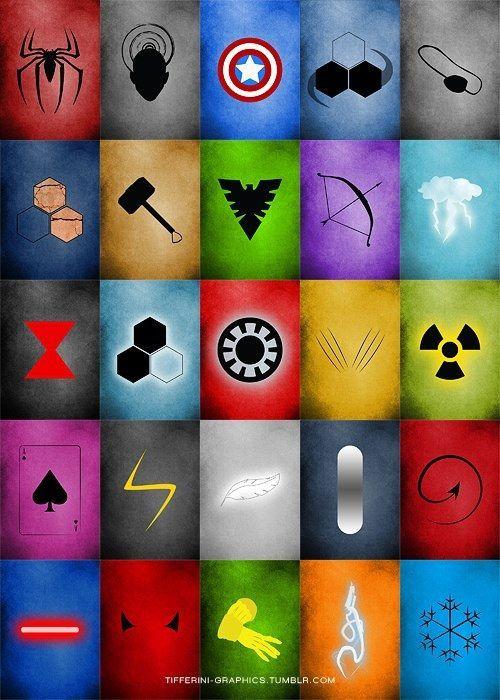 Marvel Character Logo - minimalist #marvel Can you name which logo goes to which Hero ...