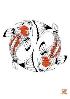 Koi Fish Graphic Logo - de zwarte en de witte vis zoeken. fish. Koi, Koi carp