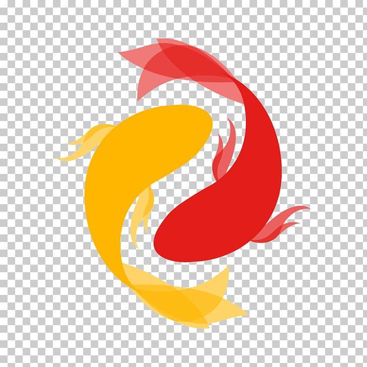 Koi Fish Graphic Logo - Koi Carassius auratus Graphic design Logo, Cartoon painted flat Koi ...