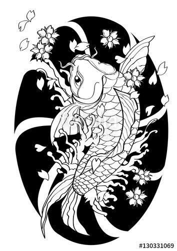 Koi Fish Graphic Logo - vector illustration graphic background Koi fish Tattoo Japanese ...