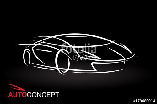 Futuristic Car Logo - Abstract auto concept vehicle design with model style sketch outline