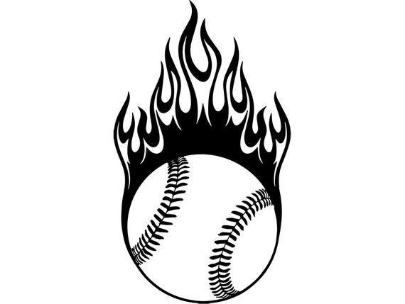 Bat and Ball Logo - Baseball Logo 44 Ball Fire Flames Player Bat League Equipment | Etsy