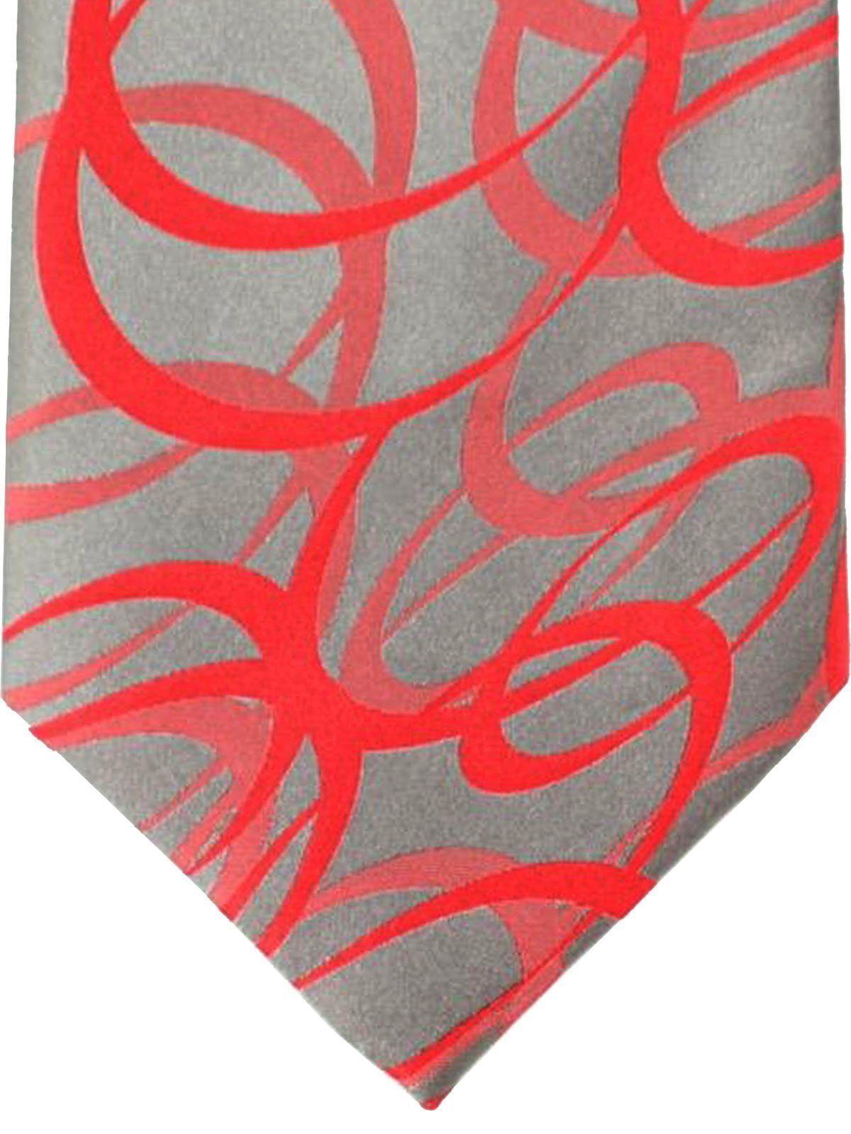 Gray and Red Swirl Logo - Zilli Tie Gray Red Swirl Design - Wide Necktie - Tie Deals