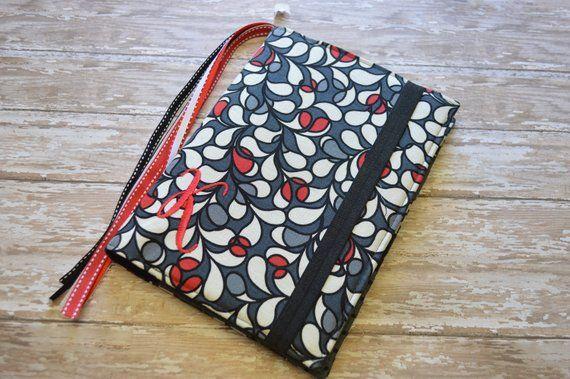 Gray and Red Swirl Logo - A5 Bullet Journal Cover in Gray and Red Swirl fabric | Etsy