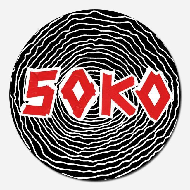 Gray and Red Swirl Logo - SOKO Stickers – Hello Merch