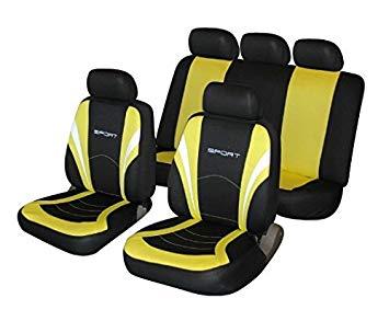Yellow Sports Logo - XtremeAuto® Universal Yellow Sports Logo Front & Rear Car Seat