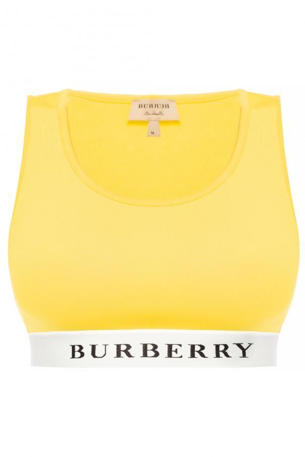 Yellow Sports Logo - Dreary YELLOW Sports bra with logo Burberry shop online WDUVNP