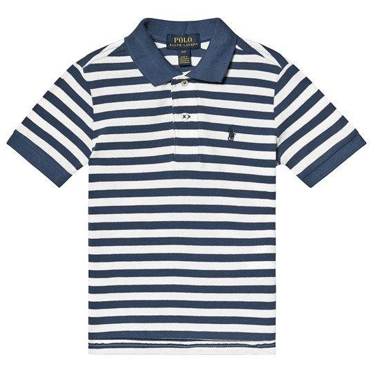 Blue and White Stripe Brand Logo - Ralph Lauren - Blue and White Stripe Embroidered Logo Pique Polo ...