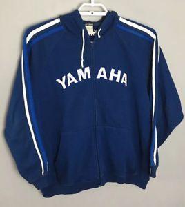 Blue and White Stripe Brand Logo - Yamaha Hooded Sweater Shirt Full Zip Up Blue White 4 Stripe Size ...
