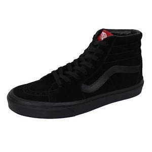 Vans Heel Logo - VANS SK8 HI BLACK SUEDE TRAINERS