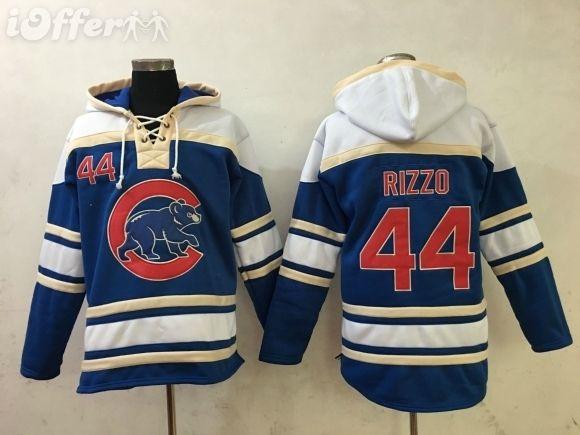 Blue and White Stripe Brand Logo - Chicago 44 Rizzo Blue/White Stripe Baseball Hoodies for sale