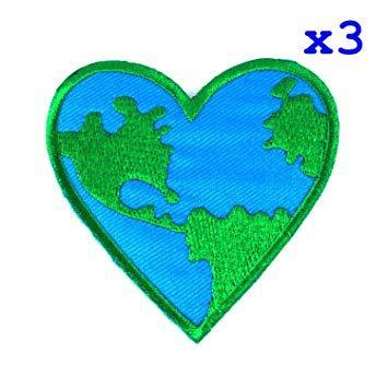 3 Heart Logo - Pack of 3 Love Earth, Heart Logo Iron on Patches: Arts
