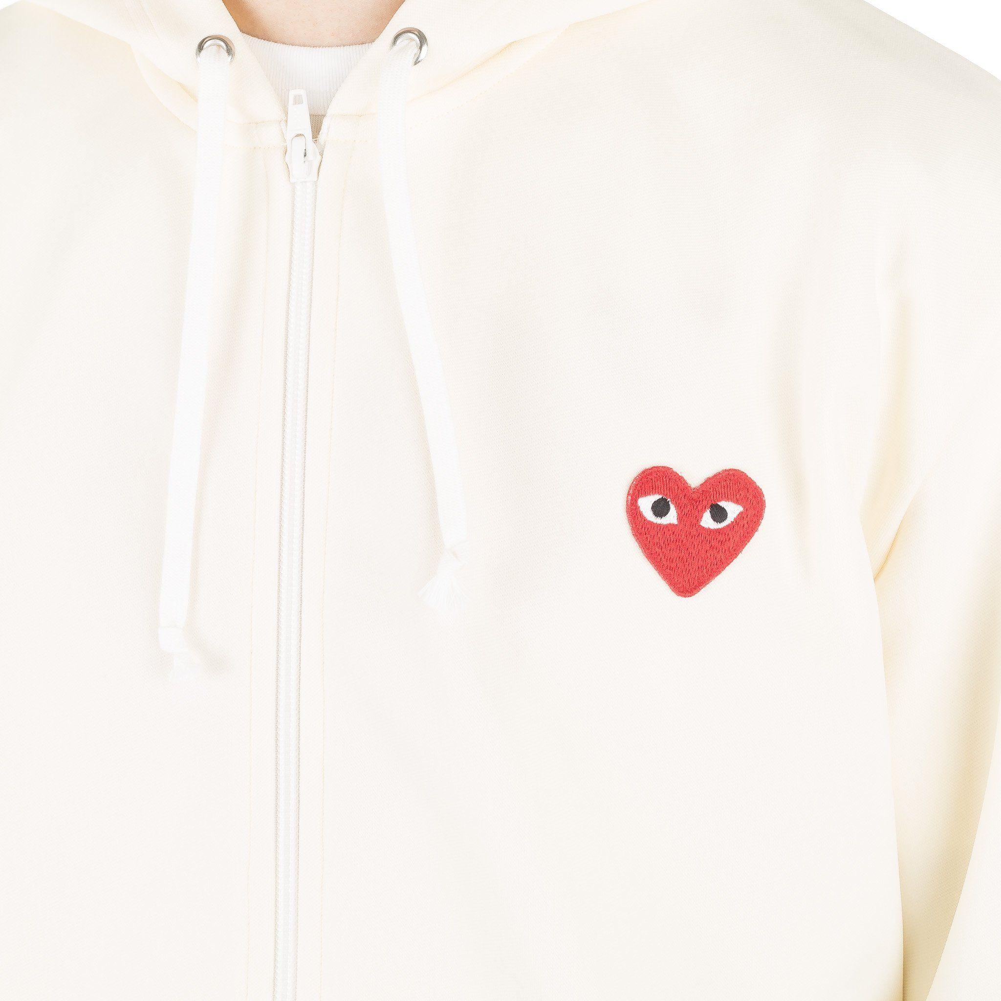 3 Heart Logo - HEART LOGO AZ T172 051 3 Zip Hoodie Cream