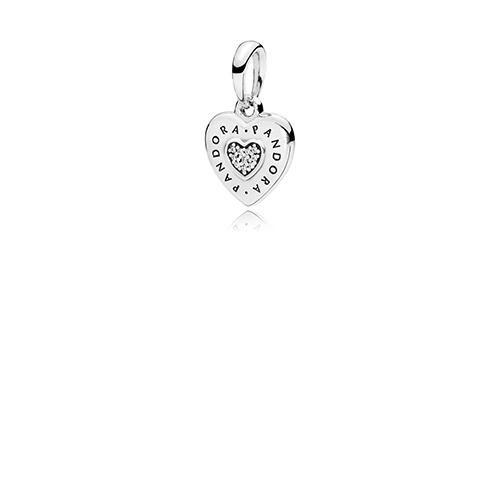 3 Heart Logo - PANDORA Silver Logo Heart Necklace Pendant