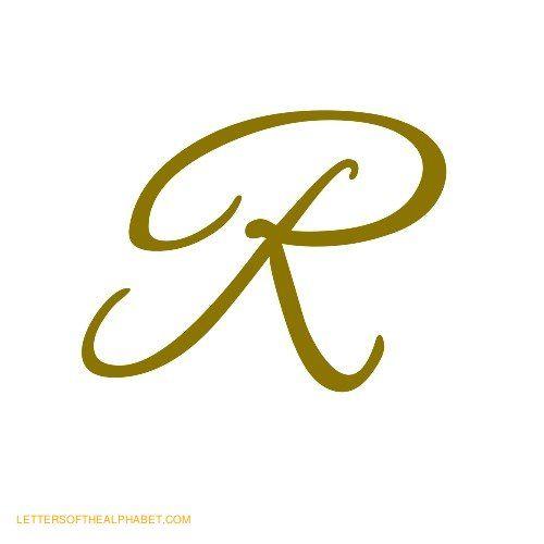 Gold Cursive Letter Logo - image of the letter r. Letters Of The Alphabet In Cursive Gold