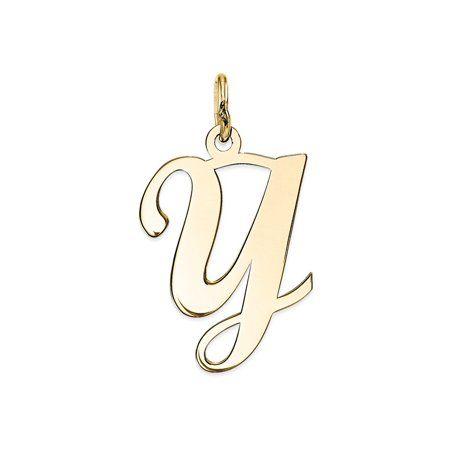 Gold Cursive Letter Logo - 14k Yellow Gold Solid Polished Cursive Style Letter Y Initial Charm ...