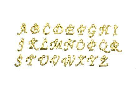 Gold Cursive Letter Logo - 26pcs A-Z Cursive Letter Charms in Gold, Alphabet, Words, Names ...