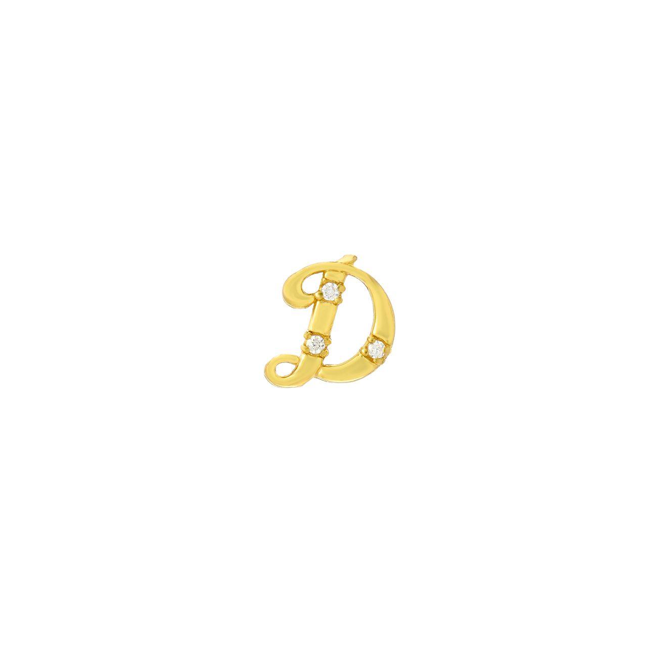 Gold Cursive Letter Logo - 14k Gold Diamond Accented Cursive Letter D Initial Post Single