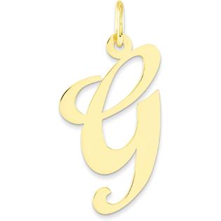 Gold Cursive Letter Logo - Findingking Fancy Cursive Letter G Charm 14K Gold