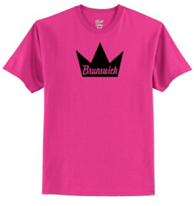 Pink Black Logo - Brunswick Mens T Shirt Pink Black Logo Bowling Shirt Ring Spun Pre