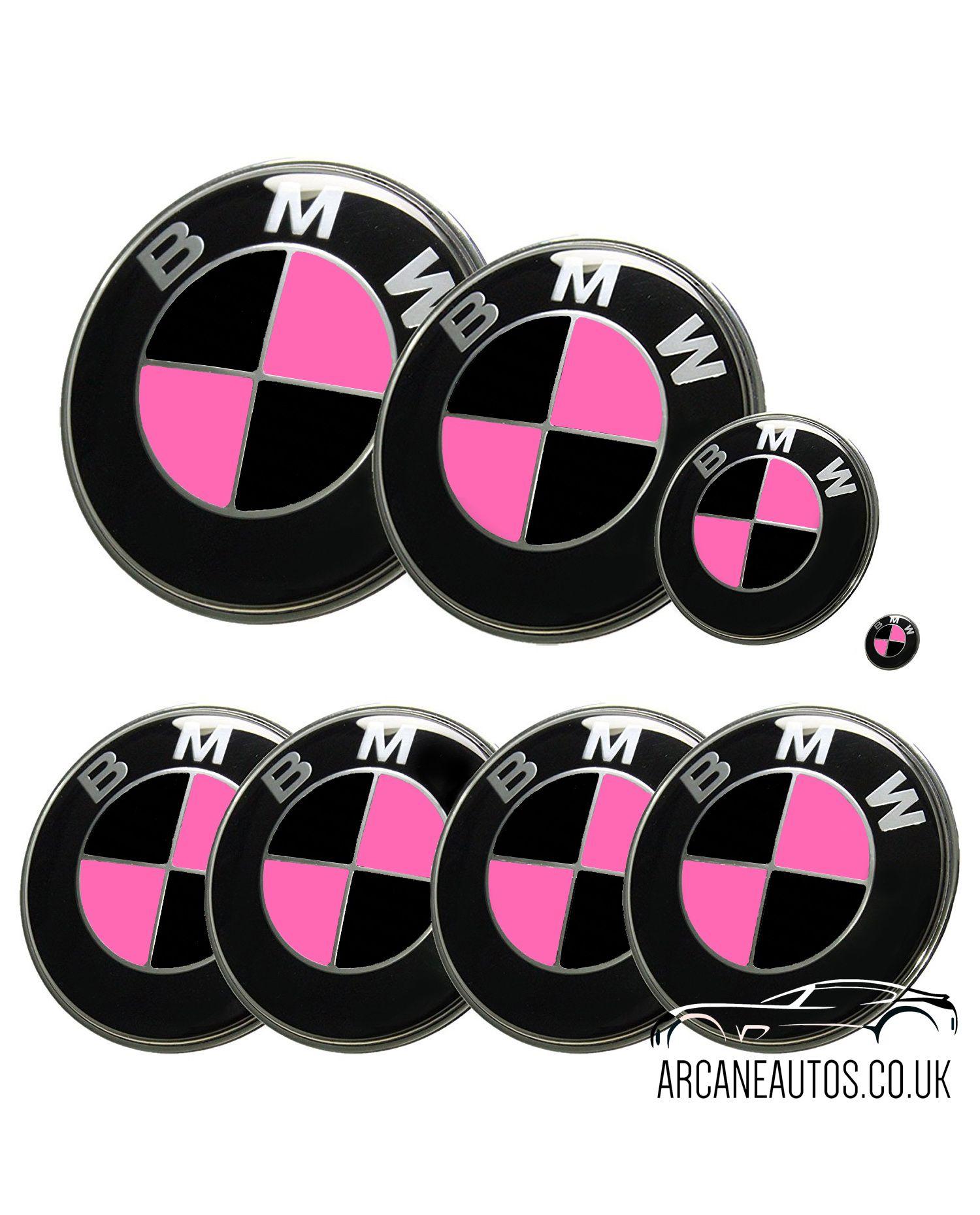 Pink Black Logo - FOR BMW Matte Black & Pink Badge Decals ALL MODELS Wrap Sticker