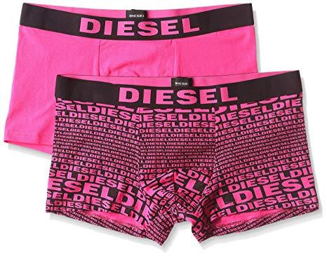 Pink Black Logo - Diesel 2 Pack All Over Logo Men's Boxer Trunks, Pink Black X Large