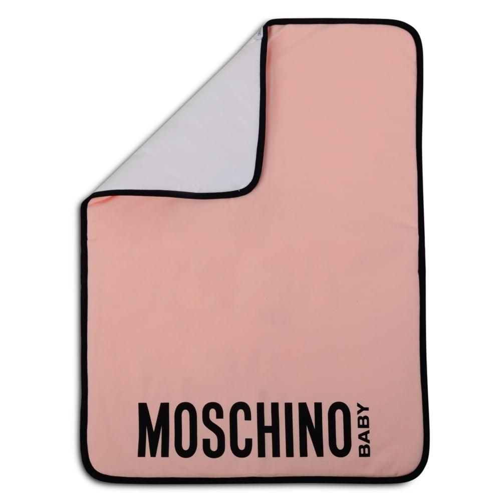 Pink Black Logo - Moschino Baby Girls Pink Changing Bag with Black Logo Text and Teddy ...