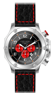 Red and Black Boomerang Logo - Luxury Chronograph Cavadini Watch Extravagant Red Black Boomerang