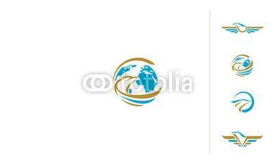 Globe with Wings Logo - Eagles, wings, globes, world, emblem symbol icon vector logo. Buy