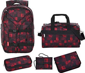 Red and Black Boomerang Logo - 4You Basic Backpack Set 5 Piece Boomerang Sport 532 532 Squares Red