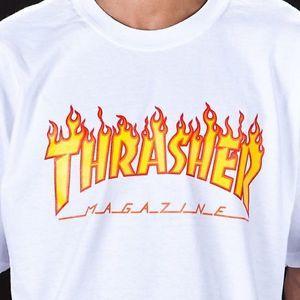 Magazine Thrasher Flame Logo - Thrasher Magazine Flame Logo T Shirt Tee White Skate Skateboard Mag ...