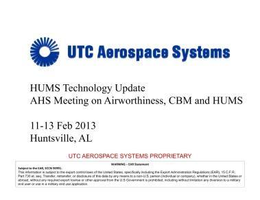 UTC Aerospace Systems Logo - UTC Aerospace Systems: HUMS Technology Update - Vertical Flight ...