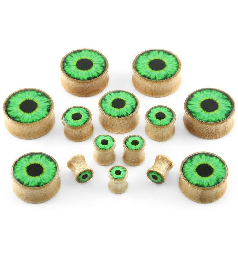 Green Eyeball Logo - Green Eyeball Logo Inlay Wood Plugs (0G Inch)